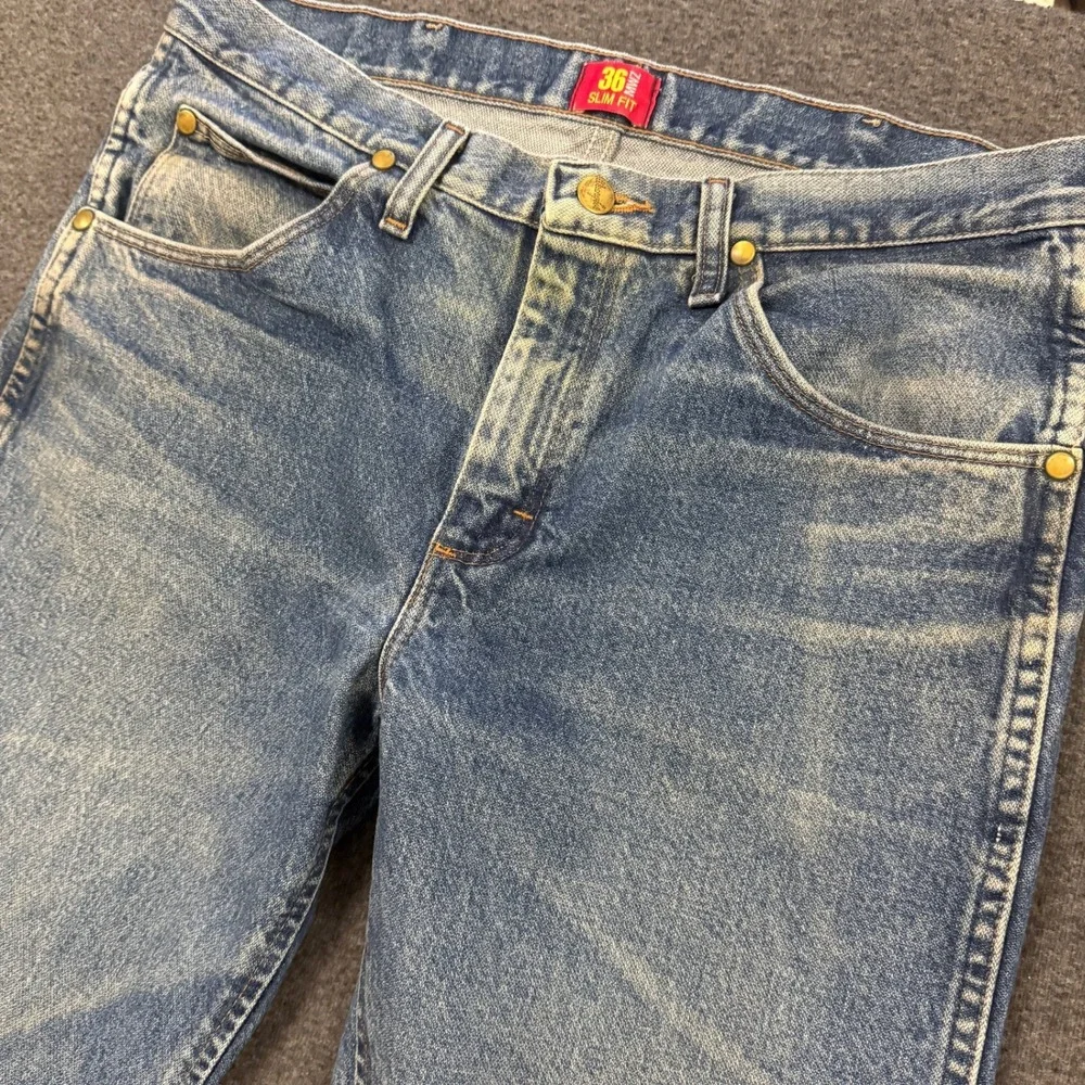 Wrangler Jeans Mens 34x30 Blue Good Slim Fit Western Denim Work Wear Bootcut